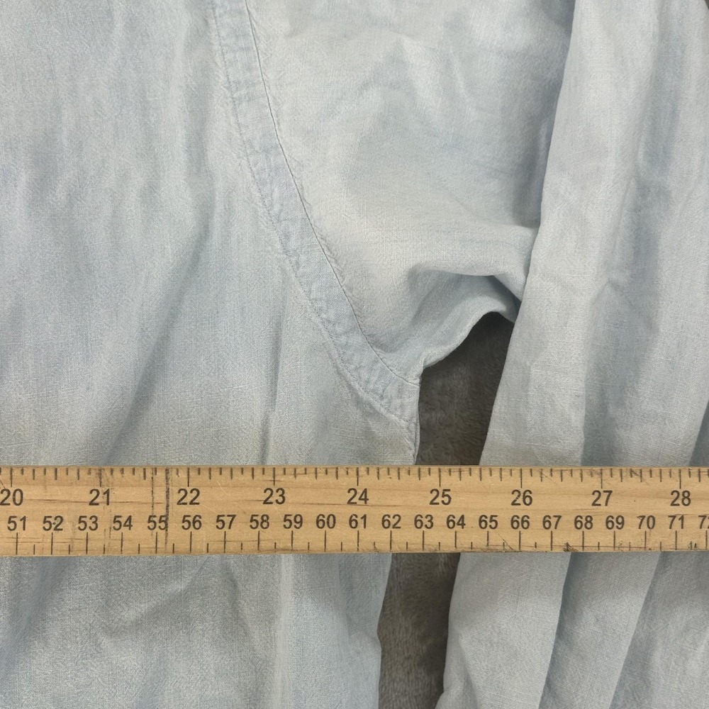 Polo Ralph Lauren Shirt Mens Large Blue Chambray Lizard Pocket Band Collar - Picture 16 of 16